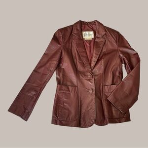 Elegant Burgundy Leather Blazer